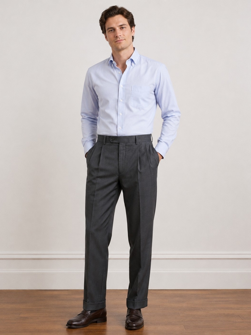 Lauren Ralph Lauren Men's Gray Pleated Cuffed Dress Pants 32x30